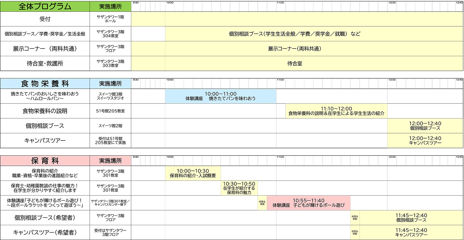 タイムスケジュール