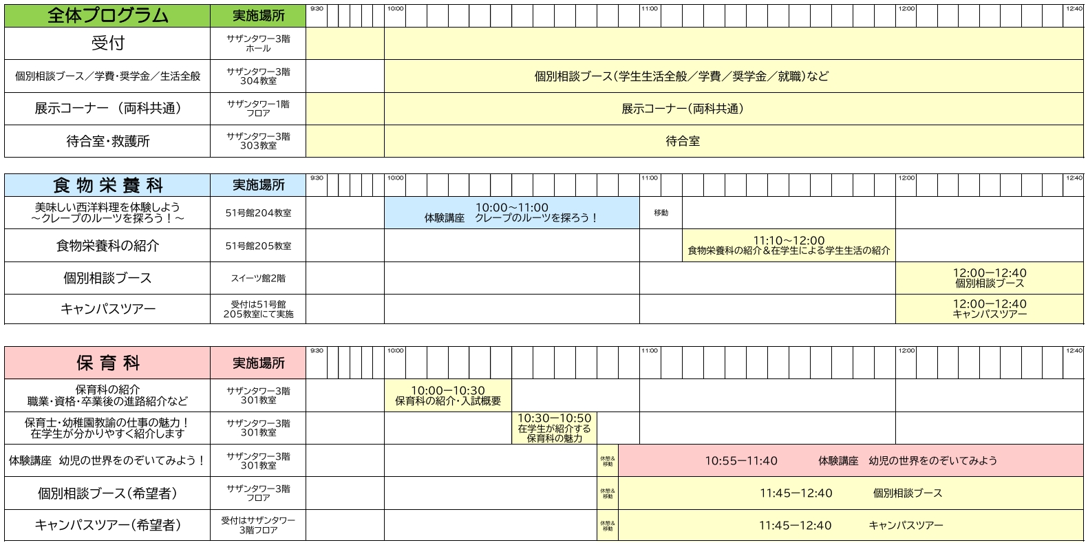 タイムスケジュール